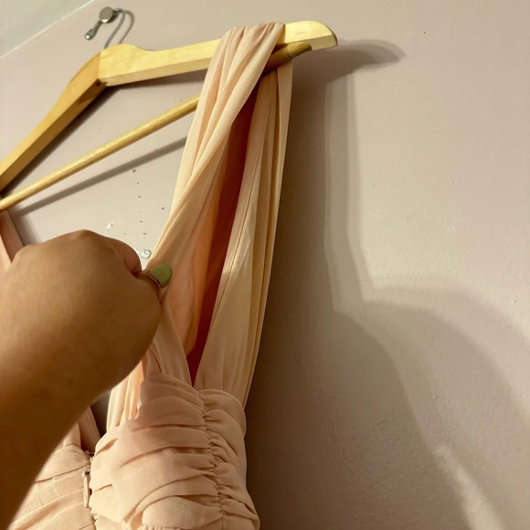 Lulus Chiffon Full Length Maxi Dress Champagne Size S - Picture 7 of 8